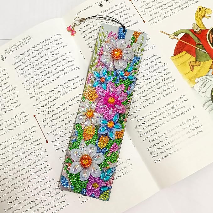 4 Pcs LINGFANG Diamond Painting Bookmark, Leather DIY Book Makers for Adults Book Lovers, Diamond Art Beginners, Small Diamond Art Kits, Art Crafts Supplies Gift for Girls (Flower Butterfly)