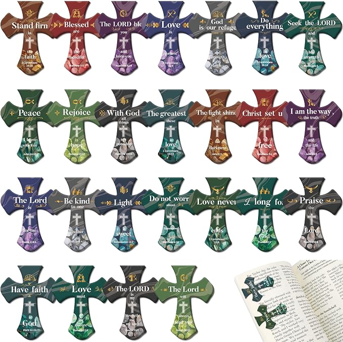 100Pack Magnetic Bookmarks Christian Bookmarks Bulk Cross Bible Bookmark for Reading Women Men Kids Teacher Book Lovers Gifts, Religious Magnet Bookmark Clips Cute Personalized Book Markers (Vintage)