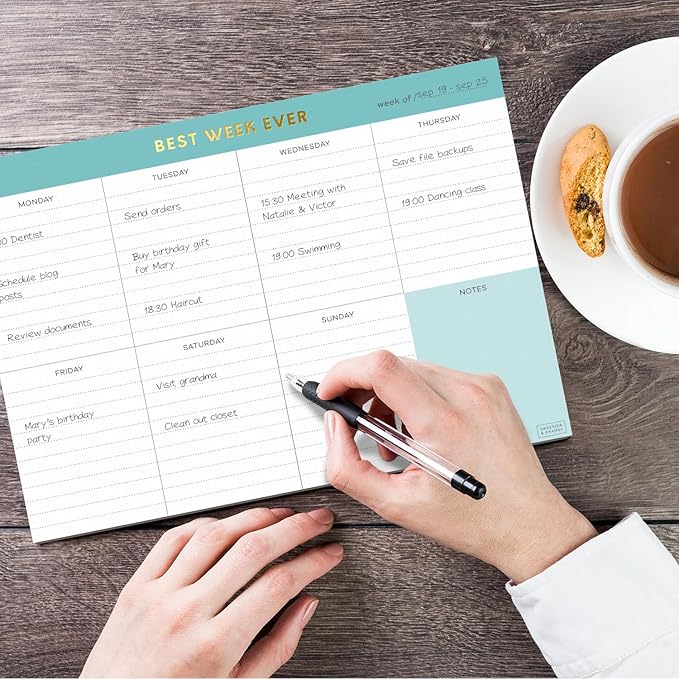 Sweetzer & Orange Weekly To Do List Pad. Gold Foil Weekly Planner Notepad with Daily Agenda Squares. 7x10” Day Scheduler 2026 - Student Organizer, Work Scheduler, and Checklist Note Pad.