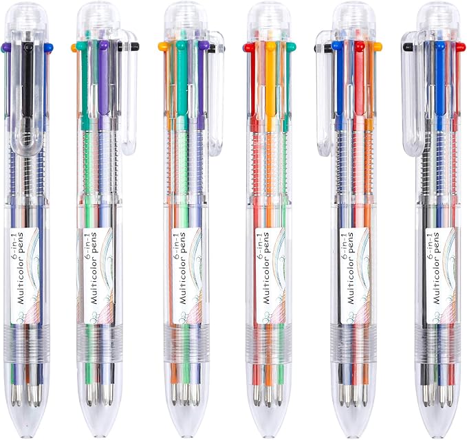 Shuttle Art Multicolor Pens, 23 Pack 6-in-1 0.7mm Retractable Ballpoint Pens for Office School Supplies Students Children Gift