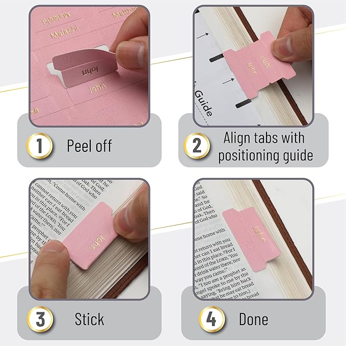 Mr. Pen- Catholic Bible Tabs for Women and Men, 160 pcs, 80 Pink Leather Bible Tabs with Gold Foil Lettering, 80 White Marble Design Paper Tabs, Easy to Read and Apply