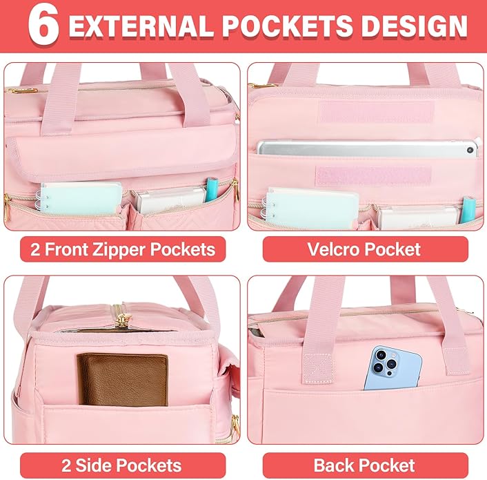 Bible Cover Case for Women,Bible Tote Bag with Shoulder Strap,Church Bag with Multiple Pockets for Bible Study Accessories