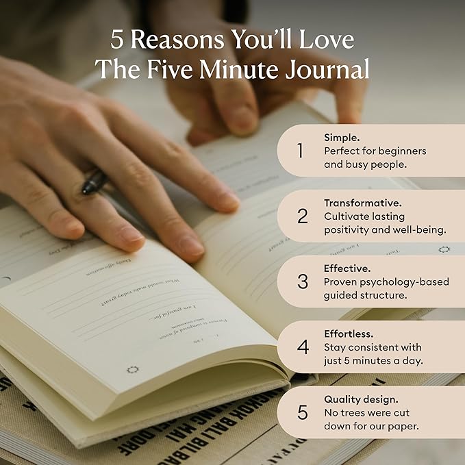 Intelligent Change The Five Minute Journal - Original Daily Gratitude Journal for Women & Men - Mindfulness, Happiness & Daily Reflection - Undated Planner - Affirmation Journal - Gifts for Women