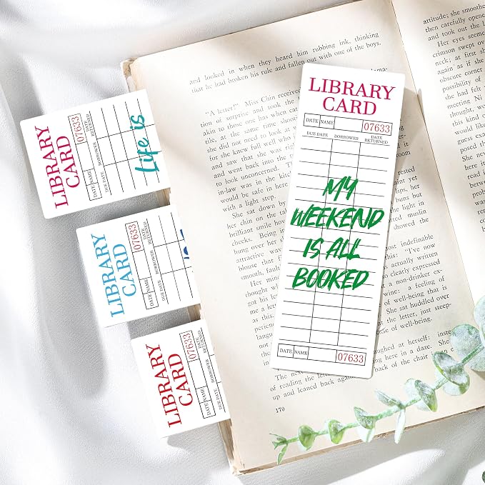Vintage Bookmark Bulk Gifts - 100 Pcs White Library Card Paper Bookmarks for Women Girls Students Book Lovers Retro Quote Page Clips School Reading Accessories Bookish Birthday Graduation Gift