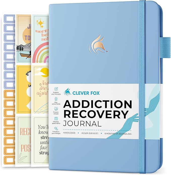Clever Fox Addiction Recovery Journal – Addiction Treatment Planner & Workbook – Daily Sobriety Journal for Recovery Progress, A5 (Light Blue)