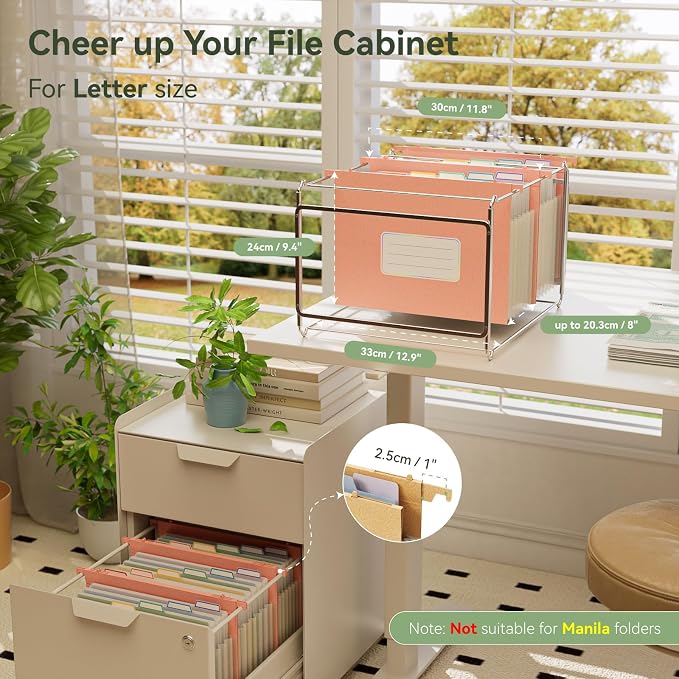 EcoStash Wheat Straw Expanding Hanging File Folders,1.2" Accordion Pockets File Organizer, Large Capacity,Letter Size for Filing Cabinet,100% BPA Free, Return to Nature, Healthy Living-