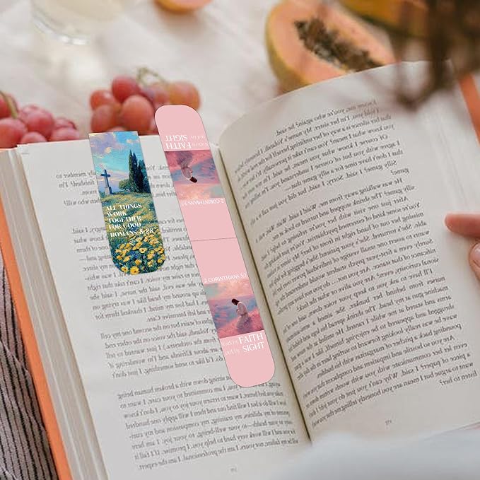 30 Pcs Aesthetic Christian Magnetic Bookmarks, Bible Verse Maget Book Mark Clips with 15 Designs, Inspirational Faith Page Markers for Women Kids Book Lovers School Office Supplies