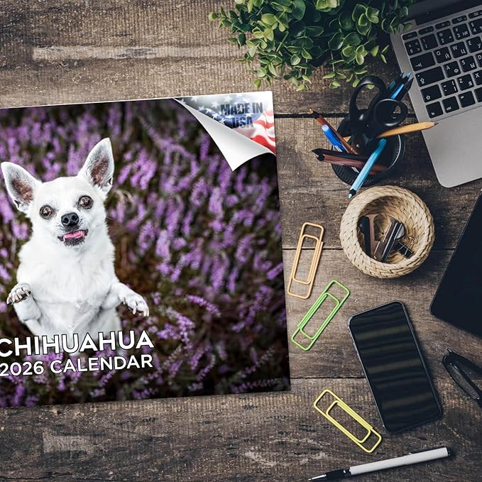 2025 2026 Chihuahua Calendar - Dog Breed Monthly Wall Calendar - 12" x 18" Open - Thick No-Bleed Paper - Giftable - Academic Teacher's Planner Calendar Organizing & Planning - Made in USA