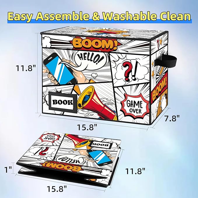 10 Pack Collection Comic Book Storage Boxes, Protector Organizer 15.8" X 7.8" X 11.8" Collapsible Short Box Holds 160-180 Comic Book Heavy Duty Bin Container Holder Shelf