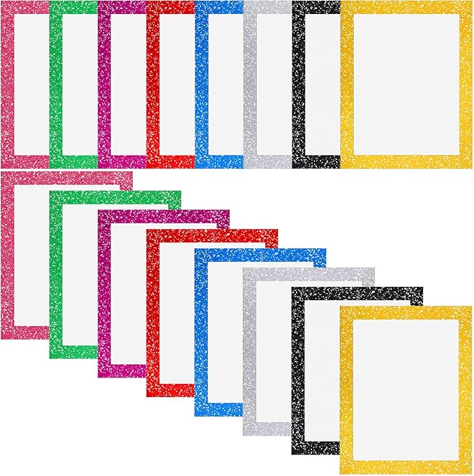 Glenmal 16 Pieces 11" x 14" Glitter Poster Board Glitter Frame Poster Board Cardstock Paper Colored Paper Shining Craft Cardstock for School Project Christmas Wedding Classroom Birthday DIY Craft