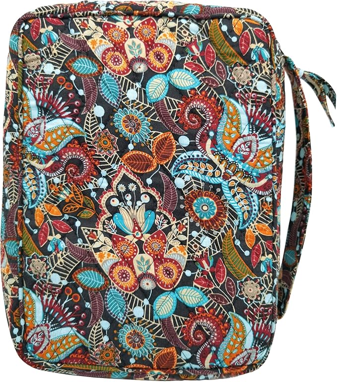 DIWI Quilted Bible Cover Large Sizes 10 X 7 X 2.75 Inches Good Book Case (L, C1 Jungle Secret) mocha chocolate java blue