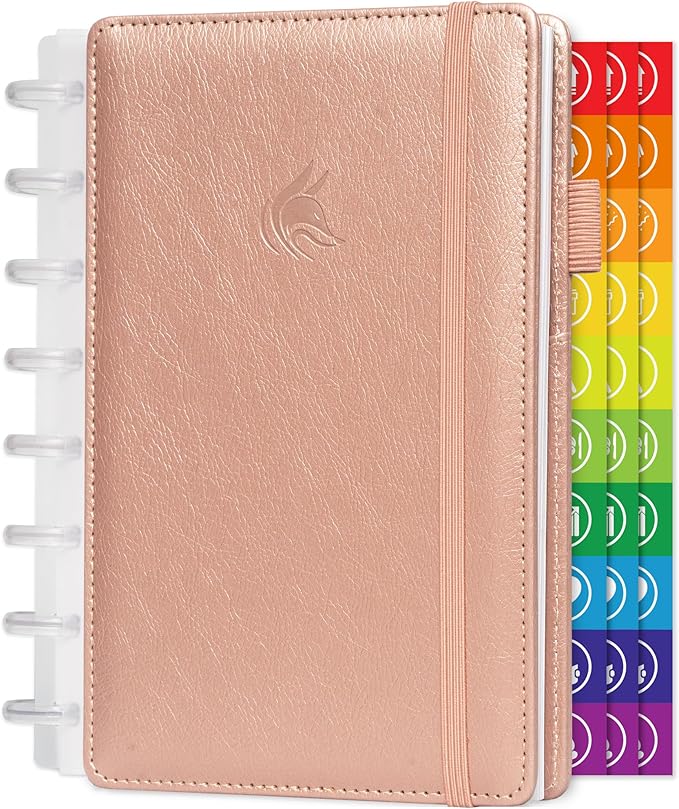 Clever Fox Disc-Bound Weekly Planner – Undated Monthly Notebook with Habit Tracker, Productivity Journal – Life, Work & Goal Organizer, 6.5 x 8.4" (Rose Gold)