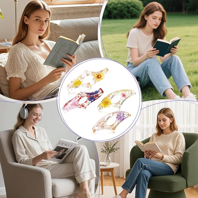 Dried Flower Book Page Holder 2PCS Book Accessories Thumb Book Page Holder Handmade Flower Bookmark for Reading Lovers Gifts for Book Lovers Teachers Students Kids (StyleC 2Pcs)