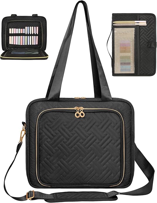 Bible Cover Case for Women, Large Bible Bag and Carrying Case with Zipper & Shoulder Strap, Bible Study Supplies Organizer