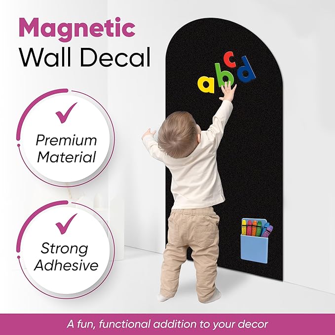 Large Arch Magnetic Wall Decal - 51" x 36" Matte Finish Chalkboard Sticker for Wall - Magnetic Board for Playroom, Home Classroom(Black)