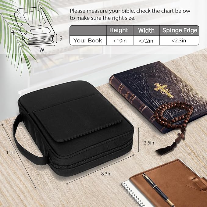Bible Covers for Men & Women, Bible Case Carrying Church Bag with Book Stand, Bible Bag with Handle, Zipper and Multi-Pockets for Scripture Study Bible Protector