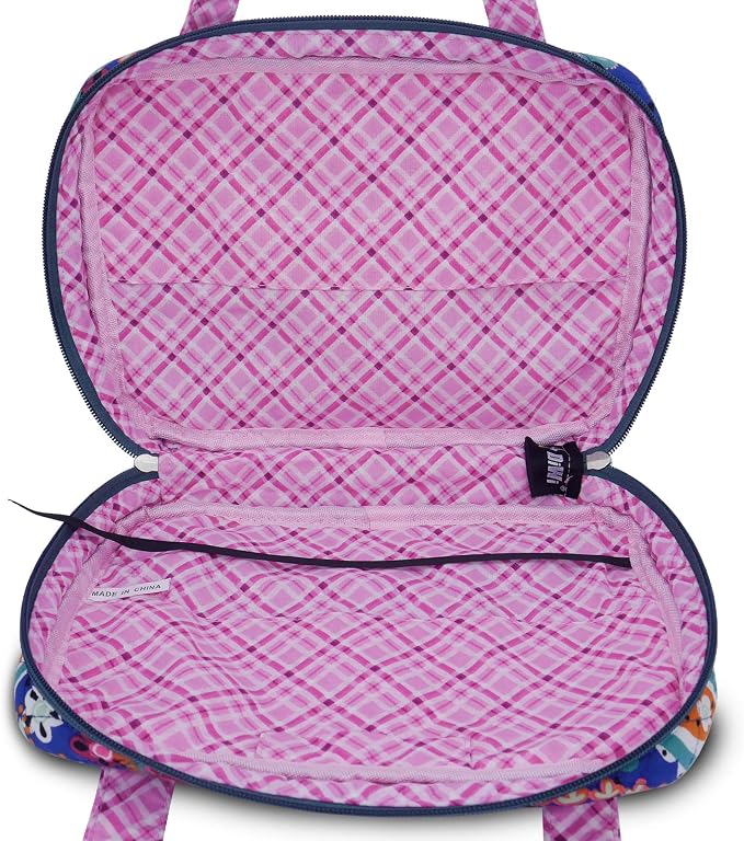 DIWI Quilted Cotton Bible Cover Bible Tote Book Case Large Sizes 10 X 7 X 2.75 Inches (L, C2 Pink Blue)