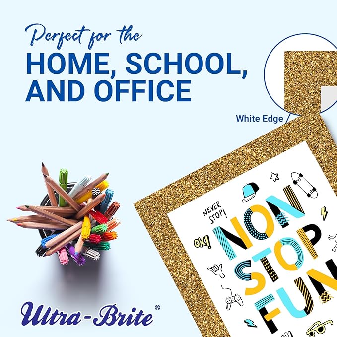 Royal Brites Ultra Brite Gold Glitter Frame White Poster Board, 22 x 28 Inches (25 Sheet Pack)