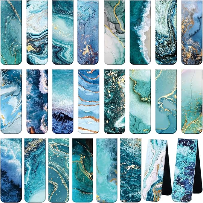 Zonon 24 Pcs Ocean Magnetic Bookmarks Summer Blue Magnet Page Markers Page Clip Funny Bookmark Gifts for Graduation Reading Lover Women, Men Classroom Prize Graduation Party Favors