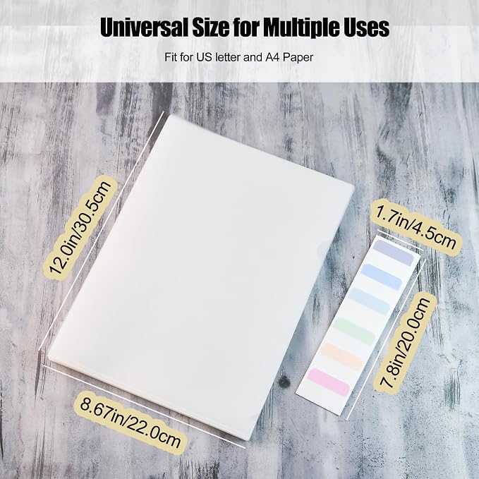 60 Pcs Heavy-Duty L-Shaped Document Folders, Clear Plastic Sleeves with 60 Tabs for Enhanced Durability, Holds US Letter & A4 Paper for School & Office