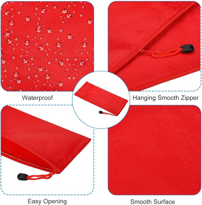 PATIKIL Waterproof Zipper File Bags, 3 Pack A6 Document Holders Pencil Pouch for Office, Red