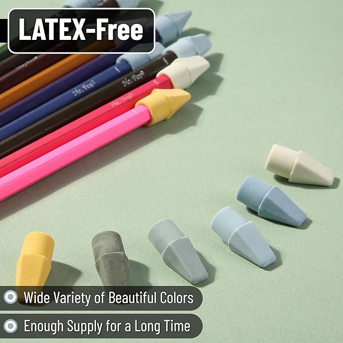 Mr. Pen- Pencil Erasers Toppers, 120 Pack, Colorful, Latex Free, No Smudge, Mr Pen Erasers for Pencils