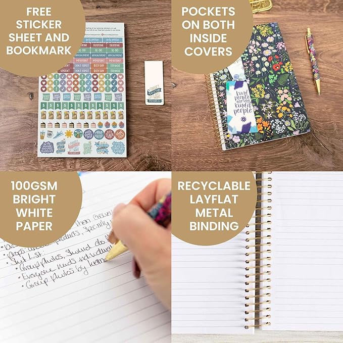 bloom daily planners 2025 Calendar Year Day Planner (January 2025 - December 2025) - 5.5” x 8.25” - Weekly/Monthly Agenda Organizer Book with Stickers & Bookmark - Garden Party, Navy