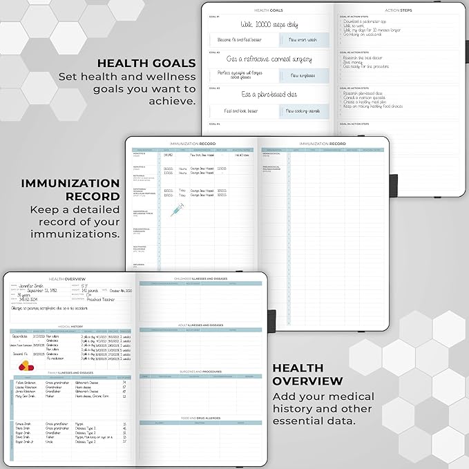 Clever Fox Large Medical Planner 12-Month – Medical Notebook, Health Diary, Wellness Journal to Track Health – 12 Months, 7x10.5″ (Black)