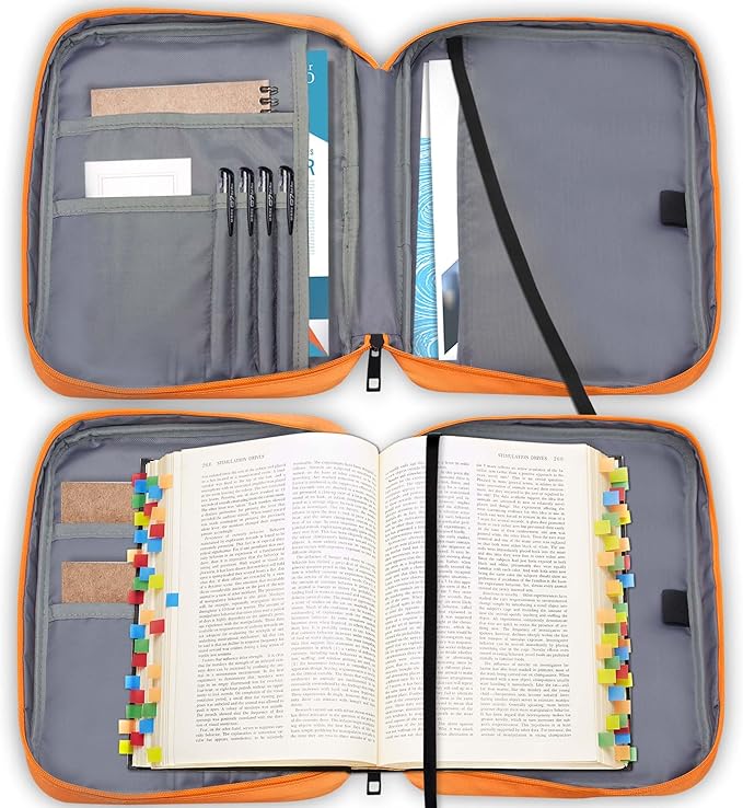 GUEER Bible Cover for Women, Bible Holder, Bible Cover Carrier Carrying Organizer Bag, Zipper and Pockets for Standard Size Bible, Gift for Women(HERorange)