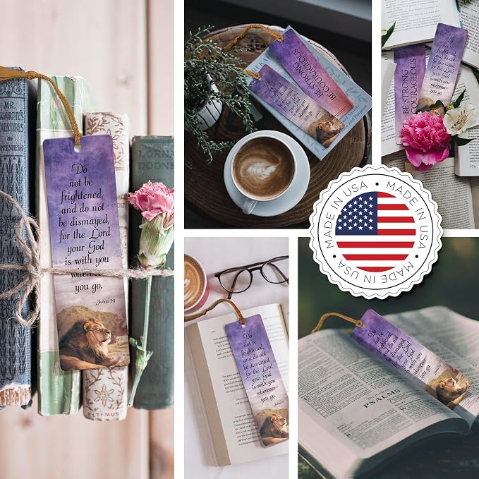 Be Strong and Courageous Bookmark 12 Pack with Tassels, Christian Bible Bookmark, Joshua 1:9 Scripture, Bible Study Supplies, 7.25" x 2"