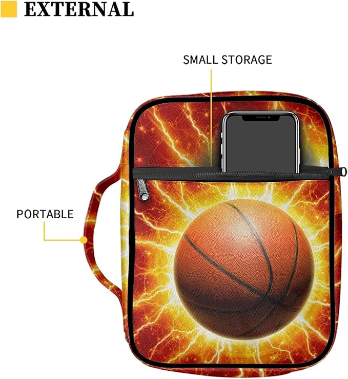 FDANDNDE Basket Ball Bible Cover with Handles and Zippered, Boys Bible Case for Church Study Bible, Boys Bible Bag Easy to Cleaning