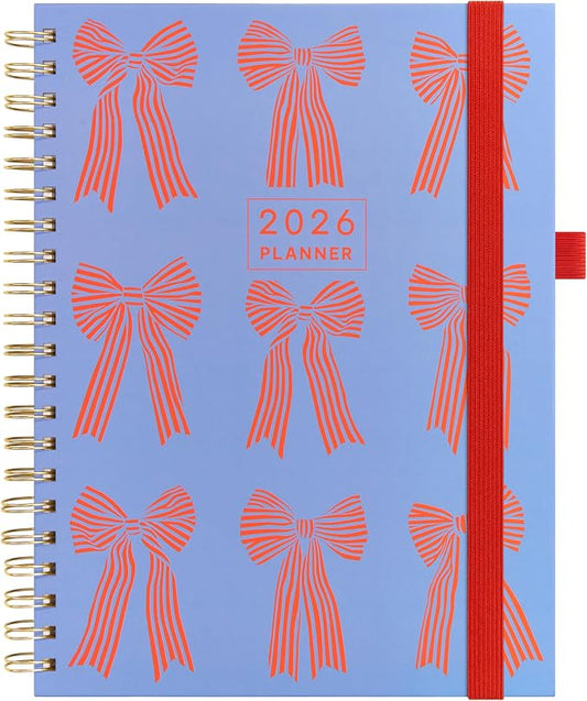 And Per Se 2026 Planner, A4 Size-Daily, Weekly & 18-Monthly Planner, Daily Schedule, Monthly Tabs, 100 GSM Thick Paper(Bowknot Pattern)