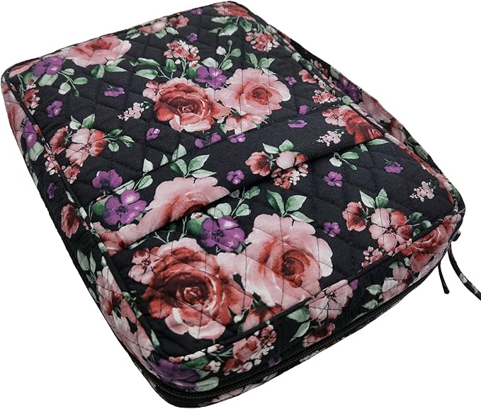 DIWI Quilted Bible Cover Medium Sizes 8.75 X 6.25 X 2.5 Inches Good Book Case (M, C1 Rose Beauty)