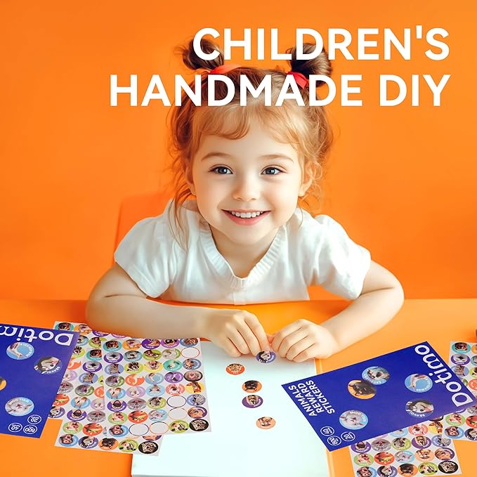 800 PCS Dotimo Funny Animal Stickers for Kids - 40 Designs Waterproof Reward Stickers, Durable Classroom & Homeschool Supplies for Teachers, Positive Reinforcement Chart Decor (20 Sheets)