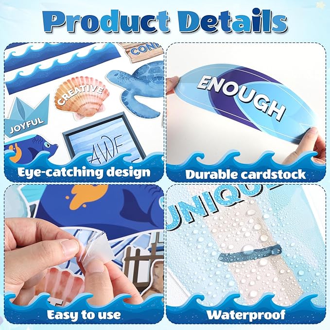 Nautical Themed Affirmation Station Bulletin Board Set Ocean Motivational Classroom Decorations Positive Sailor Paper Cutouts Under The Sea Bulletin Board Borders for School Office Wall Door Decor