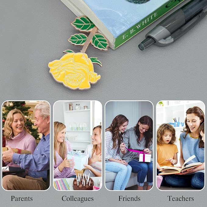 Metal Yellow Rose Bookmark Gift, Bookmarks for Women Mother's Day, Girlfriend and Friend Graduation, Teacher's Day, Thanksgiving, Cute Bookmarks Gift for Book Lovers