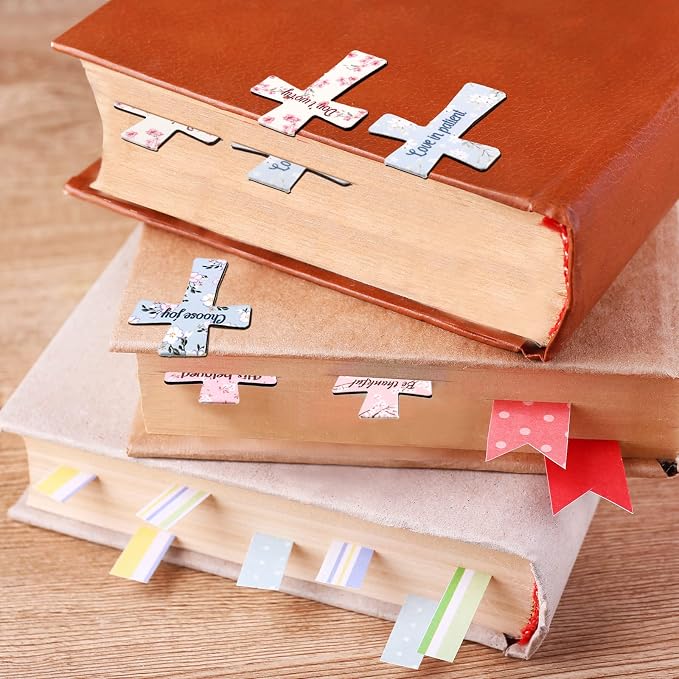 48 Pcs Magnetic Cross Bookmarks Bulk Church Gifts Christian Gifts for Women Bulk Christian Bookmarks Bible Verse Magnetic Page Clips for Women Christmas School Bible Study Group(Floral Style)