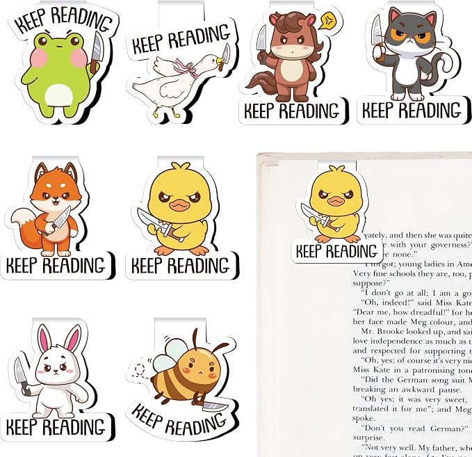 Funny Magnetic Bookmarks Gifts - 8 Pcs Cute Animal Magnets Book Marks for Reading Kids Fun Unique Page Marker Clip for Women Book Lovers Students Teachers School Teacher Office Supplies