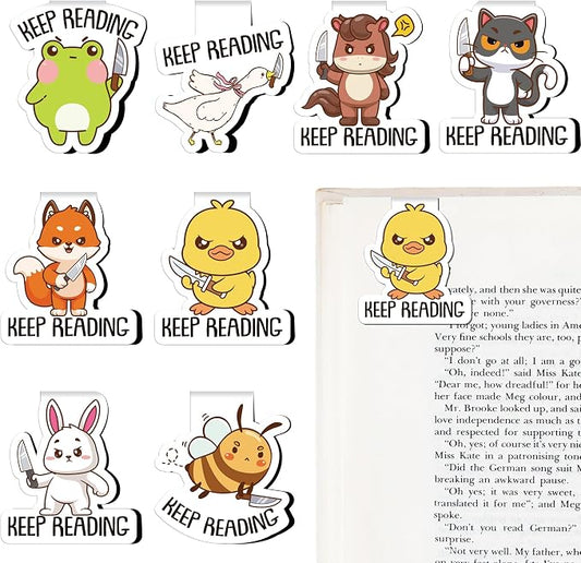 Funny Magnetic Bookmarks Gifts - 8 Pcs Cute Animal Magnets Book Marks for Reading Kids Fun Unique Page Marker Clip for Women Book Lovers Students Teachers School Teacher Office Supplies