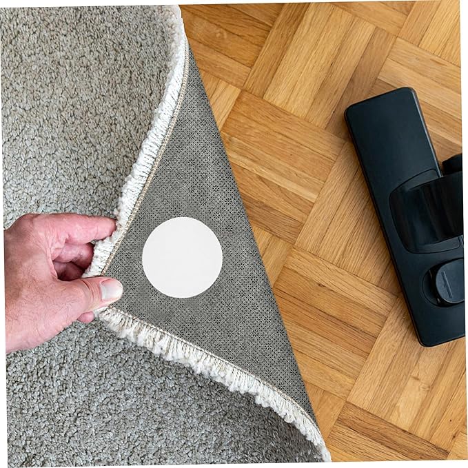PRETYZOOM 20pairs Nylon Polyester Stickers Adhesive Fasteners White Dots Round Hook and Loop Tape for Tablecloth Carpet Bed