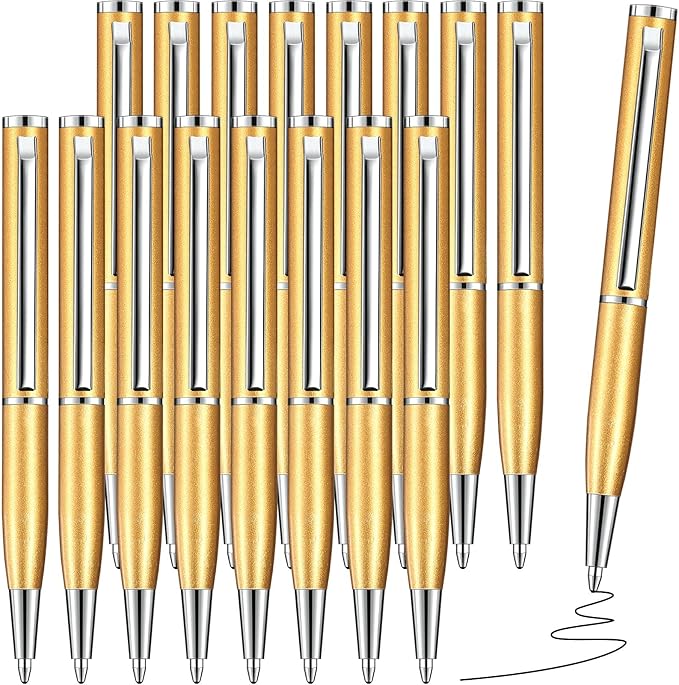 Chinco 16 Pcs Gold Mini Pen 3 Inch Tiny Short Pen for Pockets Notebook Metal Small Ballpoint Bulk for Boss Notepads Notebooks Business Trip Office School Supplies