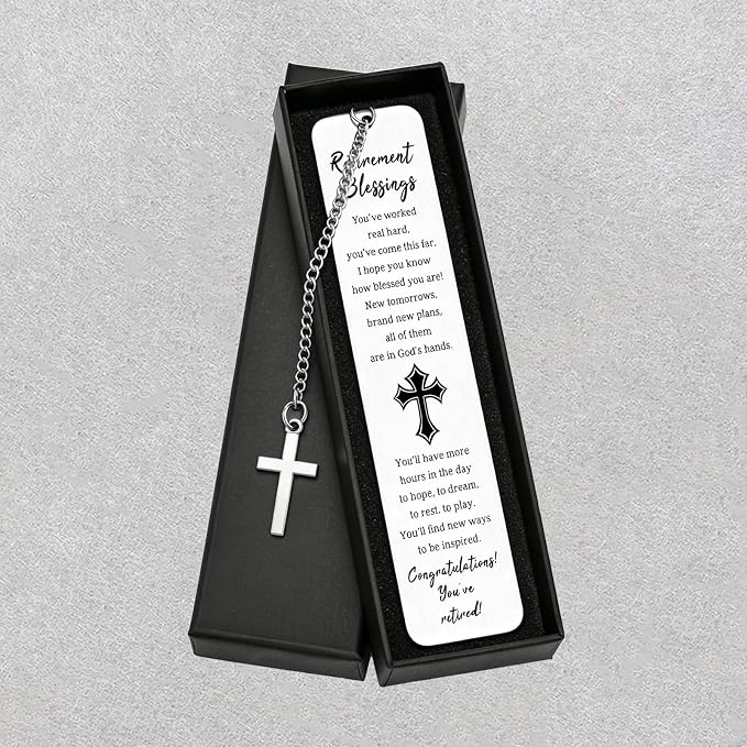 Retirement Gift for Woman Men Happy Cool Retirement Gifts for Women Coworkers Farewell Goodbye Gifts Cross Metal Bookmark