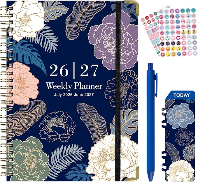 Planner 2026-2027,Agenda 2026-2027, July 2026 to June 2027 Monthly Weekly Calendar Planner with Month Tabs, 6.1" x 8.5" Hardcover Spiral Bound Cover for Daytimer Schedule Work School (A01)