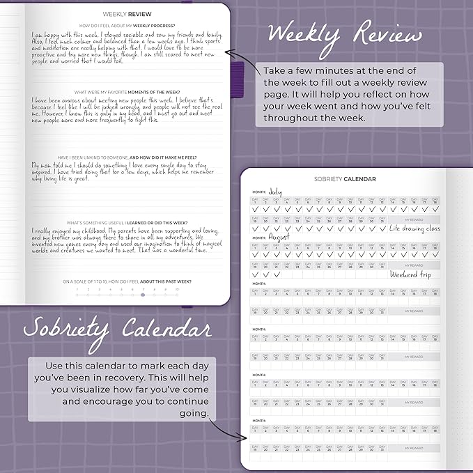 Clever Fox Addiction Recovery Journal Large – Guided Sobriety Workbook for Alcohol, Drug, Gambling, Eating & Other Addictions – Daily Planner to Support Recovery Progress, 8.3x11” (Purple)