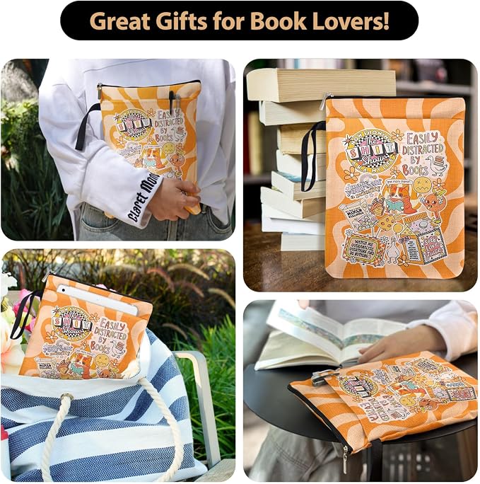 Y2K One More Chapter Book Sleeve Pouch for Women Book Lovers Friends Librarian Bookish, Funny Book Cover Protector for Paperbacks with Handle Pocket, Reading Accessories Book Club Gifts for Birthday