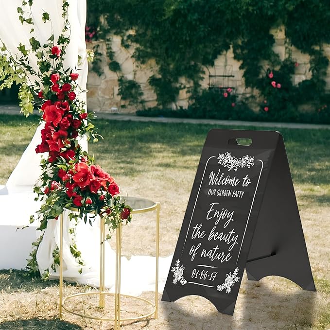 A-Frame Chalkboard Sign Large 15" x 30" Sandwich Chalkboard Double Sided Sidewalk Signs Outdoor Foldable Blackboard Menu Display for Weddings, Restaurant, Business