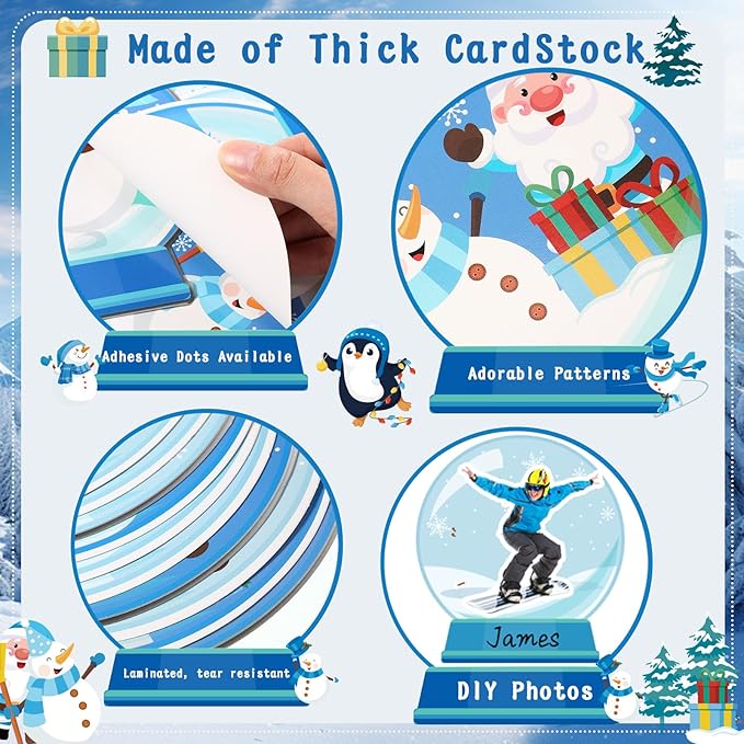 Dispowreath Winter Bulletin Board Decorations Set Winter Snow Globe Classroom Door Wall Decorations Snowman Penguin Snowflakes Cutouts for Bulletin Board Borders Christmas Classroom School Supplies