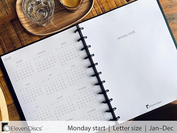 2026 Monthly Planner, Monday Start, Letter Size, 2 Styles (Separated, Booklet), Premium Discbound Notebook Paper for Circa, Arc, TUL (38 Sheets)