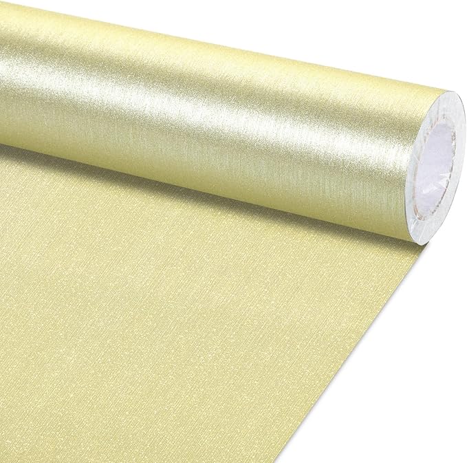 Qyeahkj 17in x 20ft Brushed Bulletin Board Paper Roll Bulletin Board Background Paper Fade Resistant Classroom Decoration Poster Art Craft Home Wall Education Decor Supplies Gold