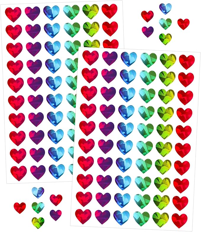 Anwyll 3000Pcs Heart Stickers - 1/2Inch Holographic Colored Heart Stickers Tiny Mini Small Heart Shape Sticker Self Adhesive Happy Valentines Day Heart Love Sticker for Envelope Card Crafts Gift Wrap